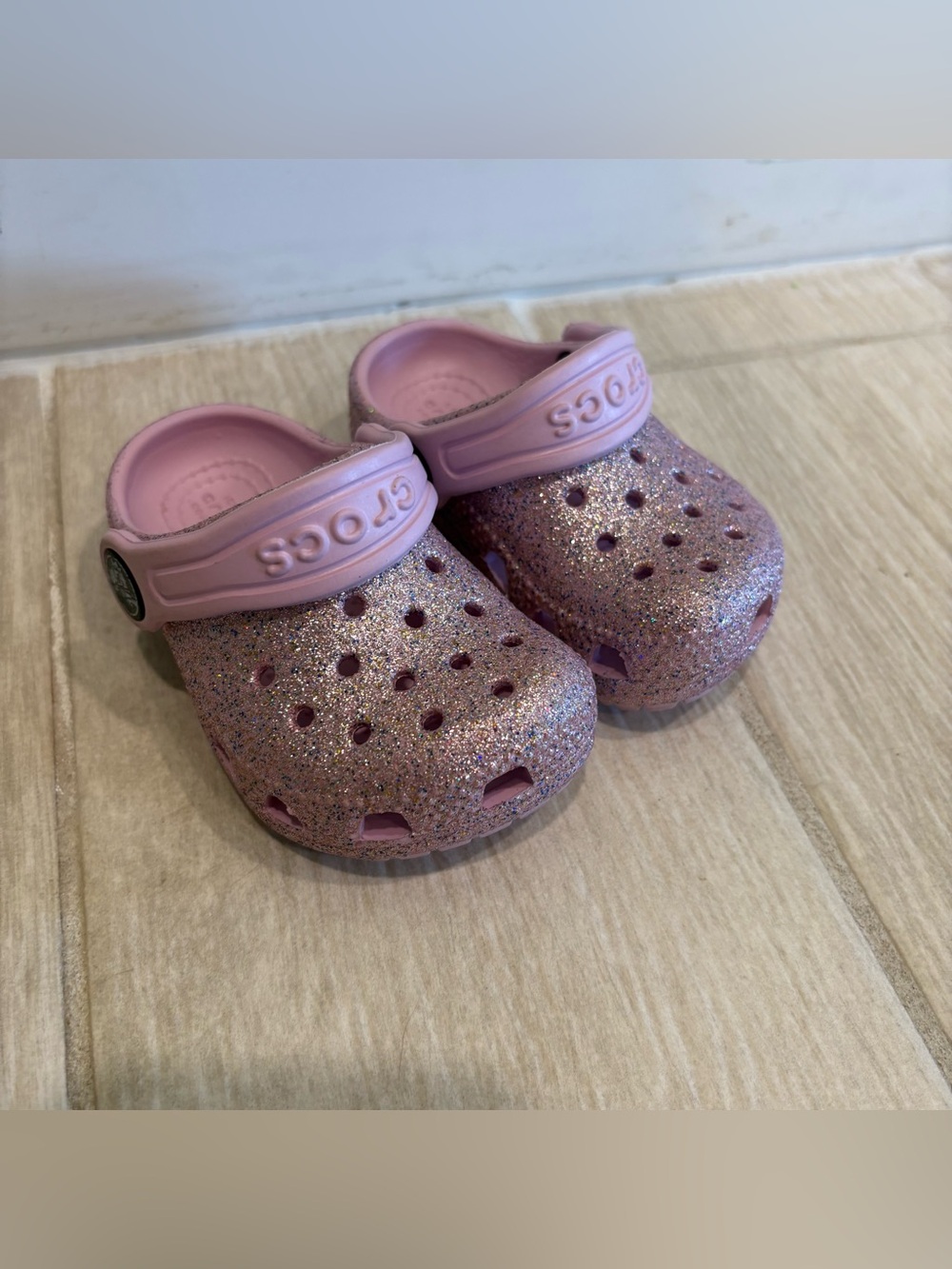 Crocs Lavender Purple Glitter Sparkle Infant Slip Ons - Picture 6 of 7